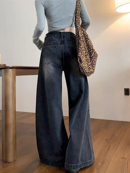 Women Wide Leg Mid-Rise Light Fade Jeans