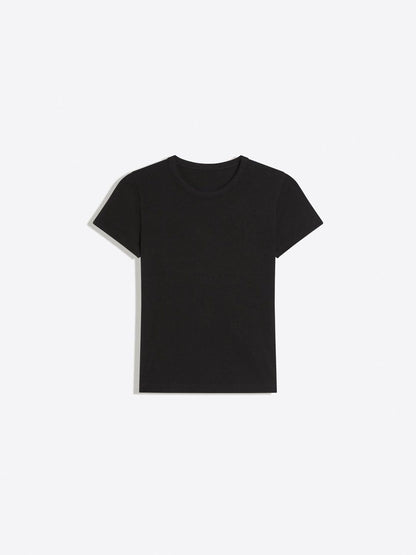 Basic rib short sleeve T-shirt