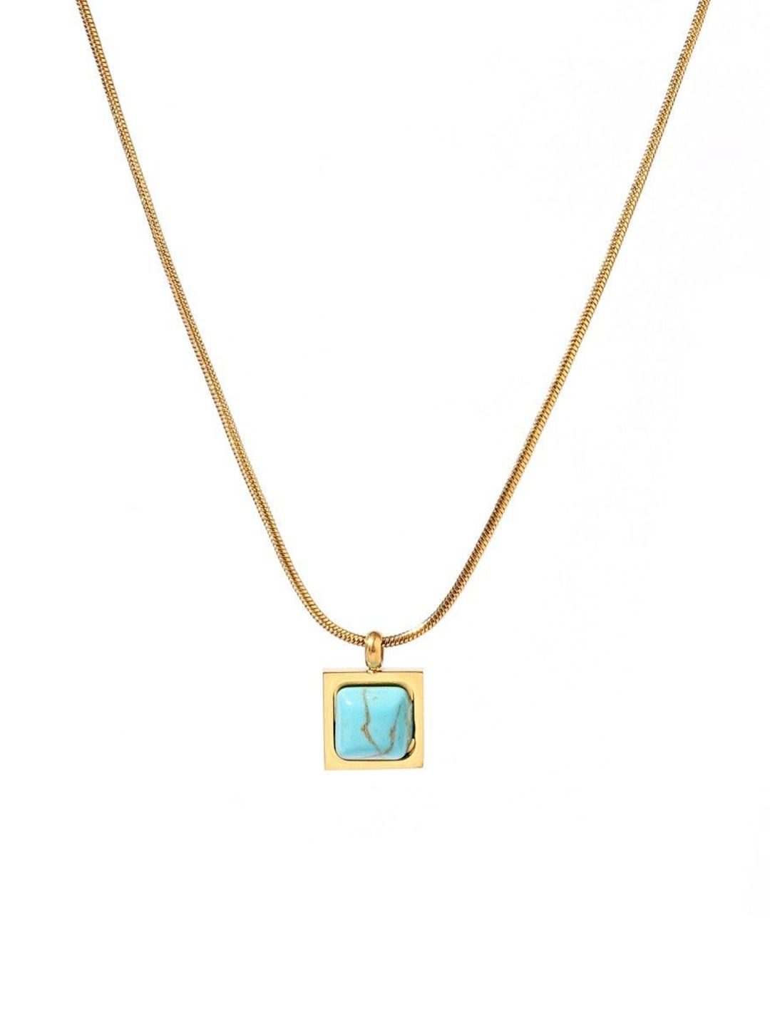 SALTY Stainless Steel Sapphire Square Charm Chain