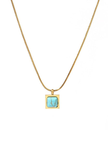 SALTY Stainless Steel Sapphire Square Charm Chain