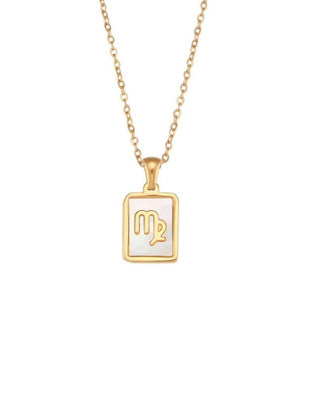 SALTY Gold & White Sign of the Stars Zodiac Virgo Pendant With Chain