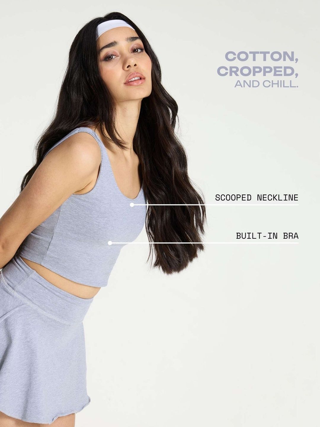 Women Grey Cotton Scoop Fitted Top