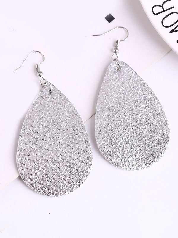 Silver-Plated Oval Shaped Drop Earrings