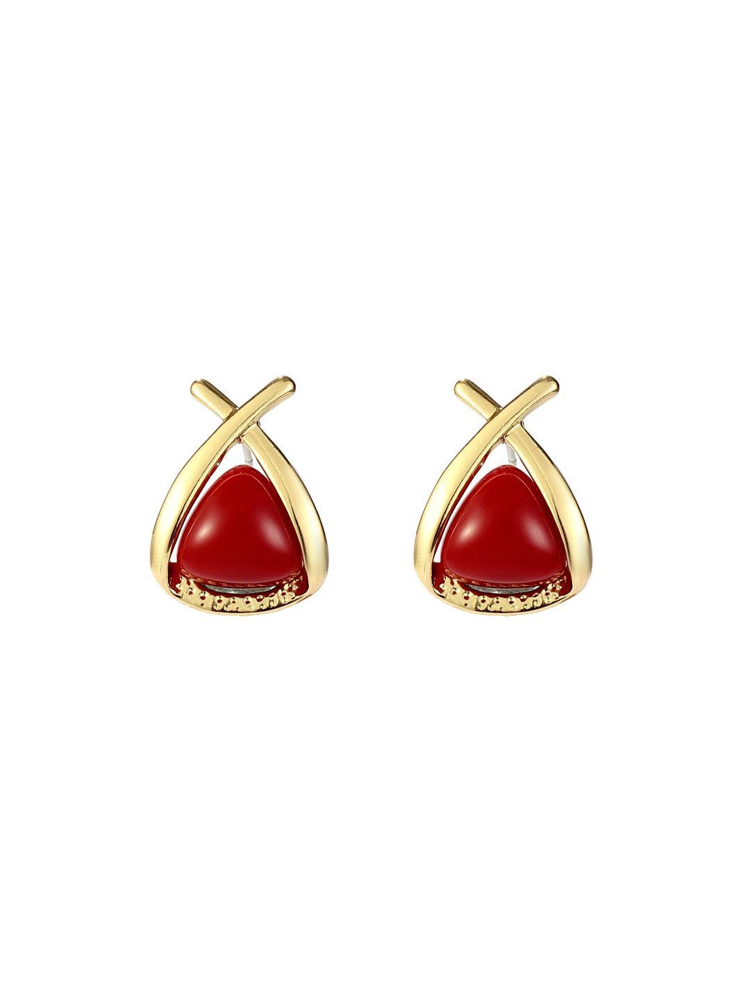 SALTY Valentines Day Blossom Ruby Studded Contemporary Studs