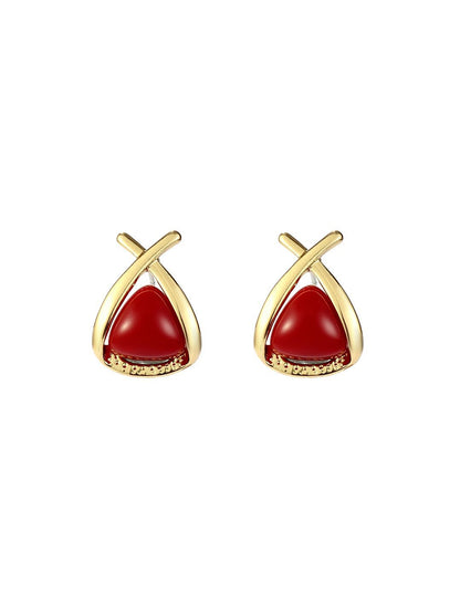 SALTY Valentines Day Blossom Ruby Studded Contemporary Studs