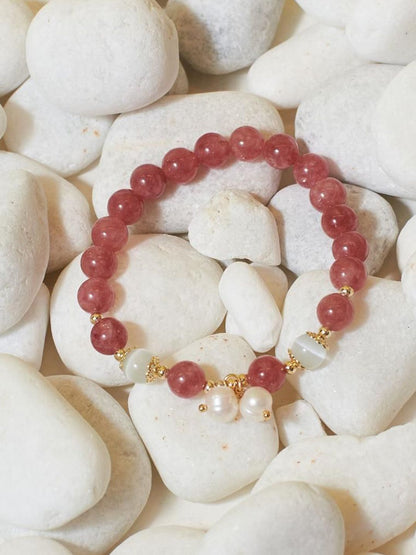SALTY Women Stainless Steel Wild Whispers Beaded Band Elasticated Bracelet