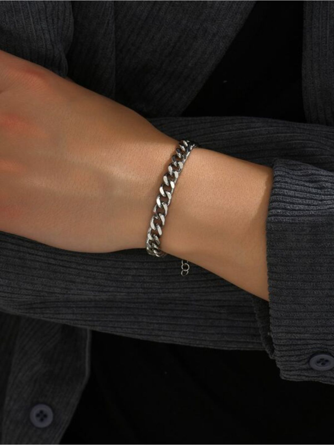 SALTY Pack of 2 Men Classic Cuban Silver Bracelet