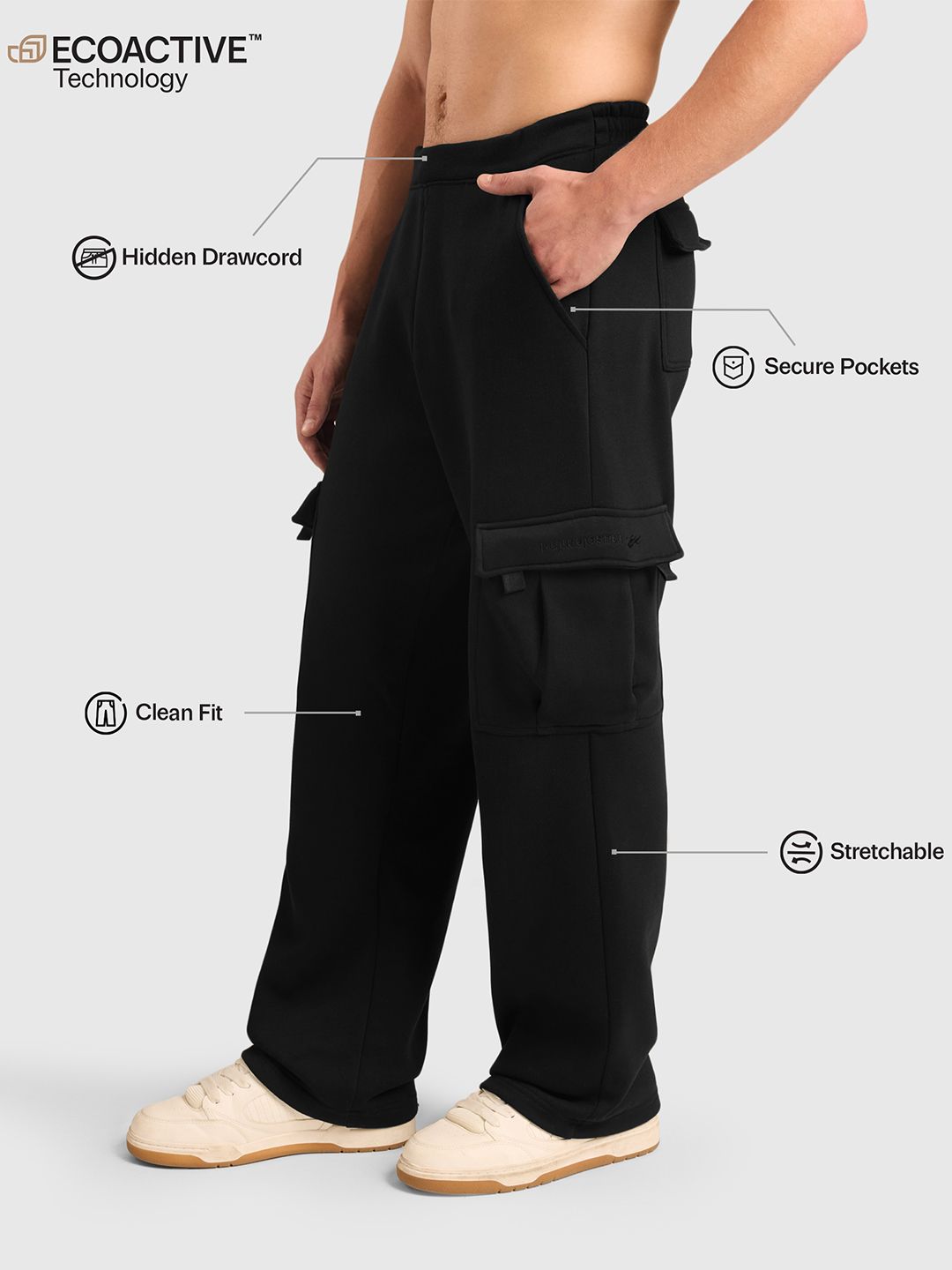 Men Cloud Ease Mid-Rise Cargos Trousers