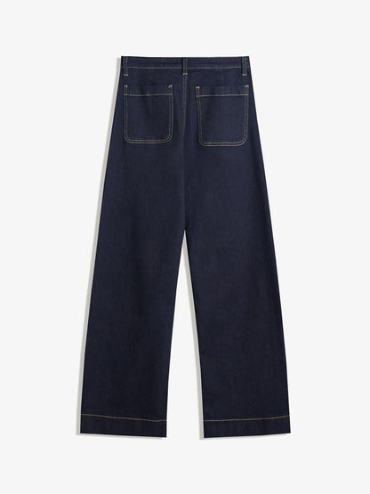 Seamless Wide-leg Jeans With Pockets
