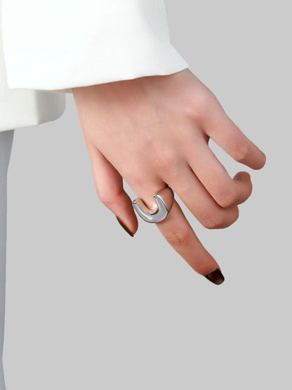 SALTY Women & Girls Moonbend Silver Stylish Adjustable Finger Ring