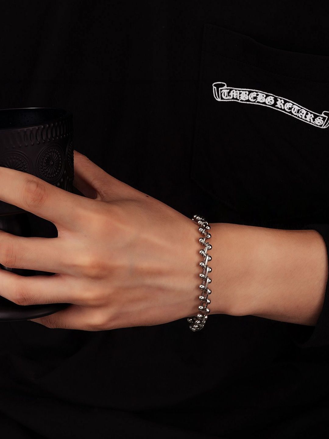 Men Handcrafted Silver-Plated Link Bracelet