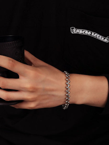Men Handcrafted Silver-Plated Link Bracelet