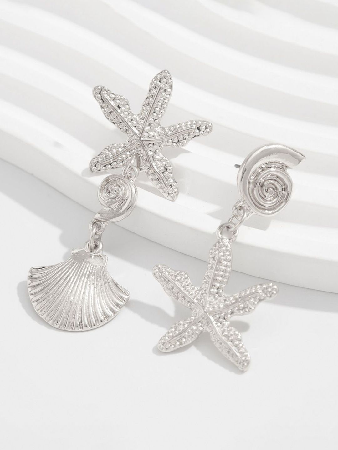 Silver-Plated Contemporary Drop Earrings