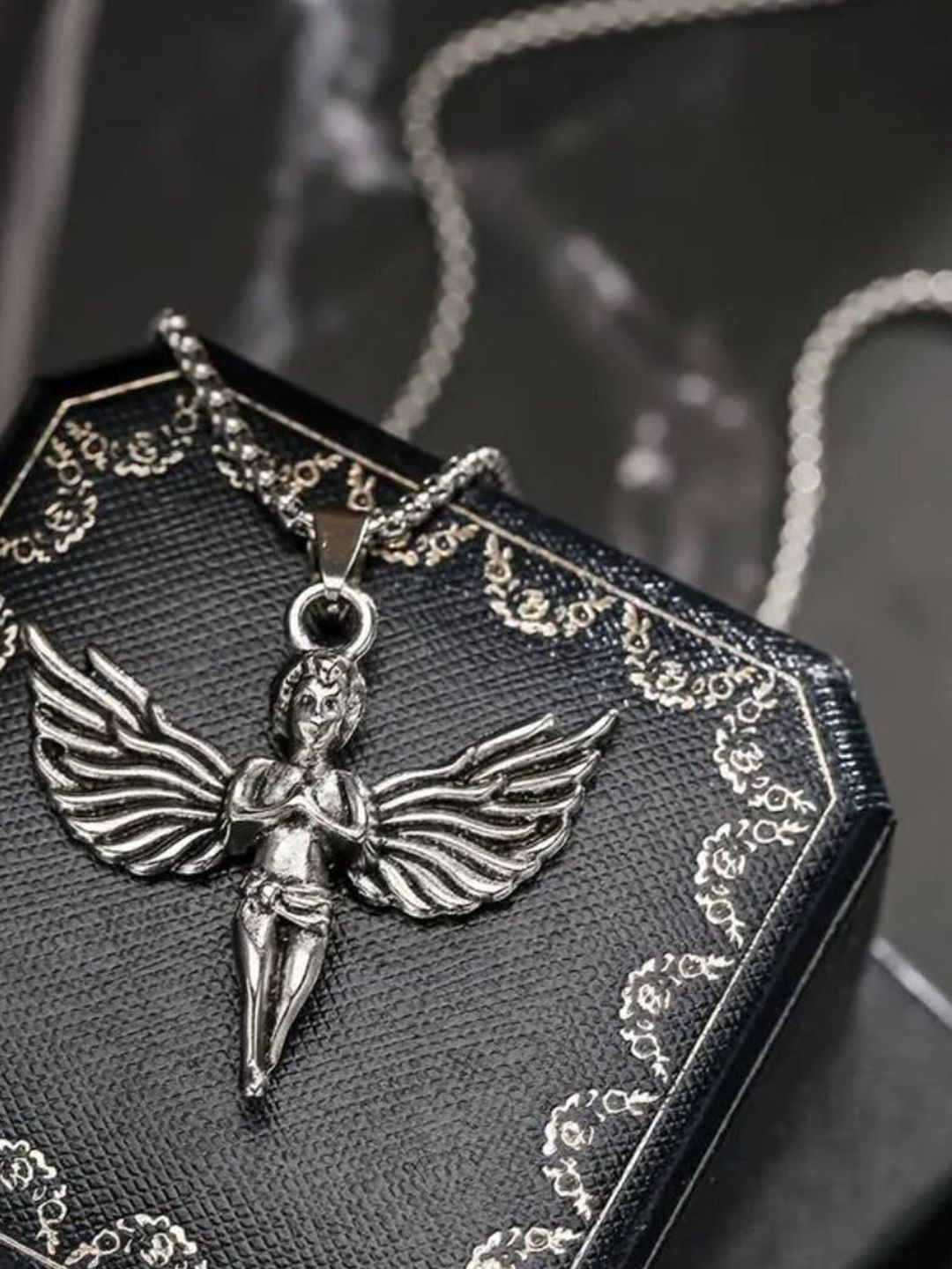 SALTY Pack of 2 Men Greek Angel Silver Chain