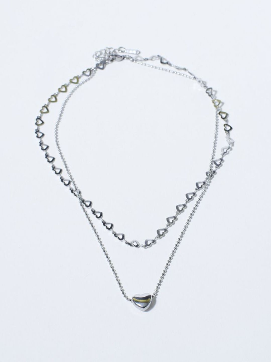 SALTY Pack of 2 Women Falling In Love Silver Necklace