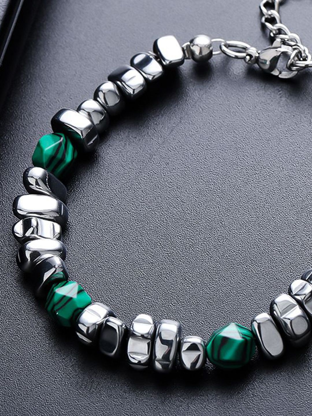Men Handcrafted Silver-Plated Charm Bracelet