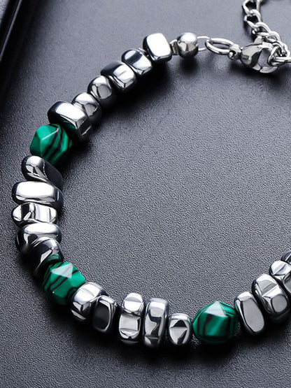 Men Handcrafted Silver-Plated Charm Bracelet
