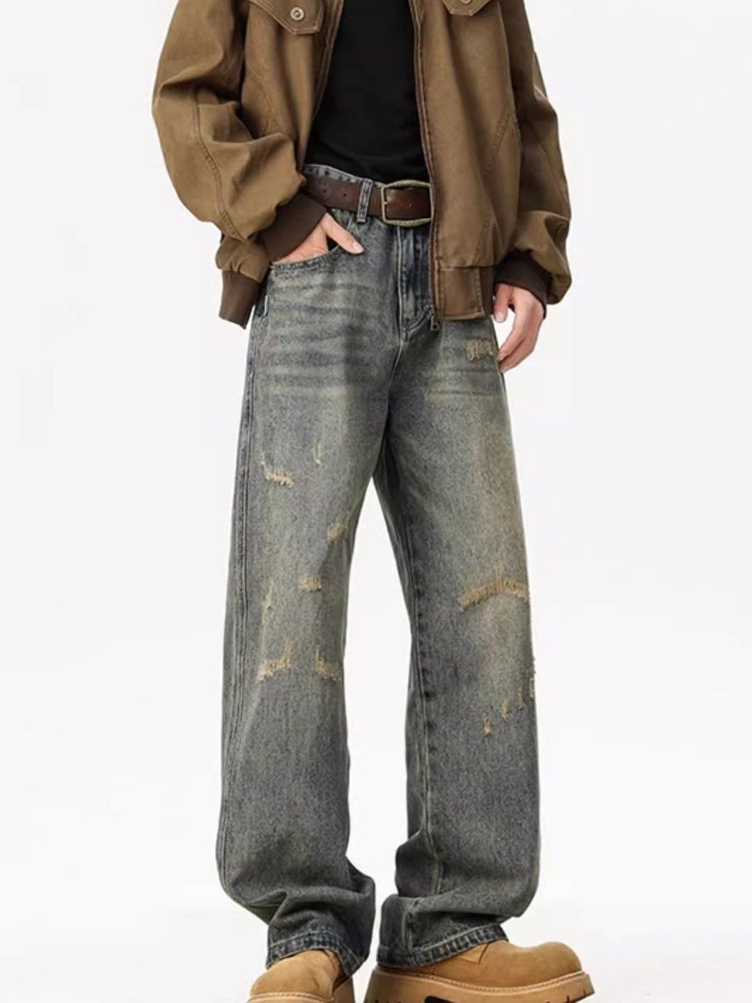 Men Baggy Fit Mid-Rise Dark Jeans