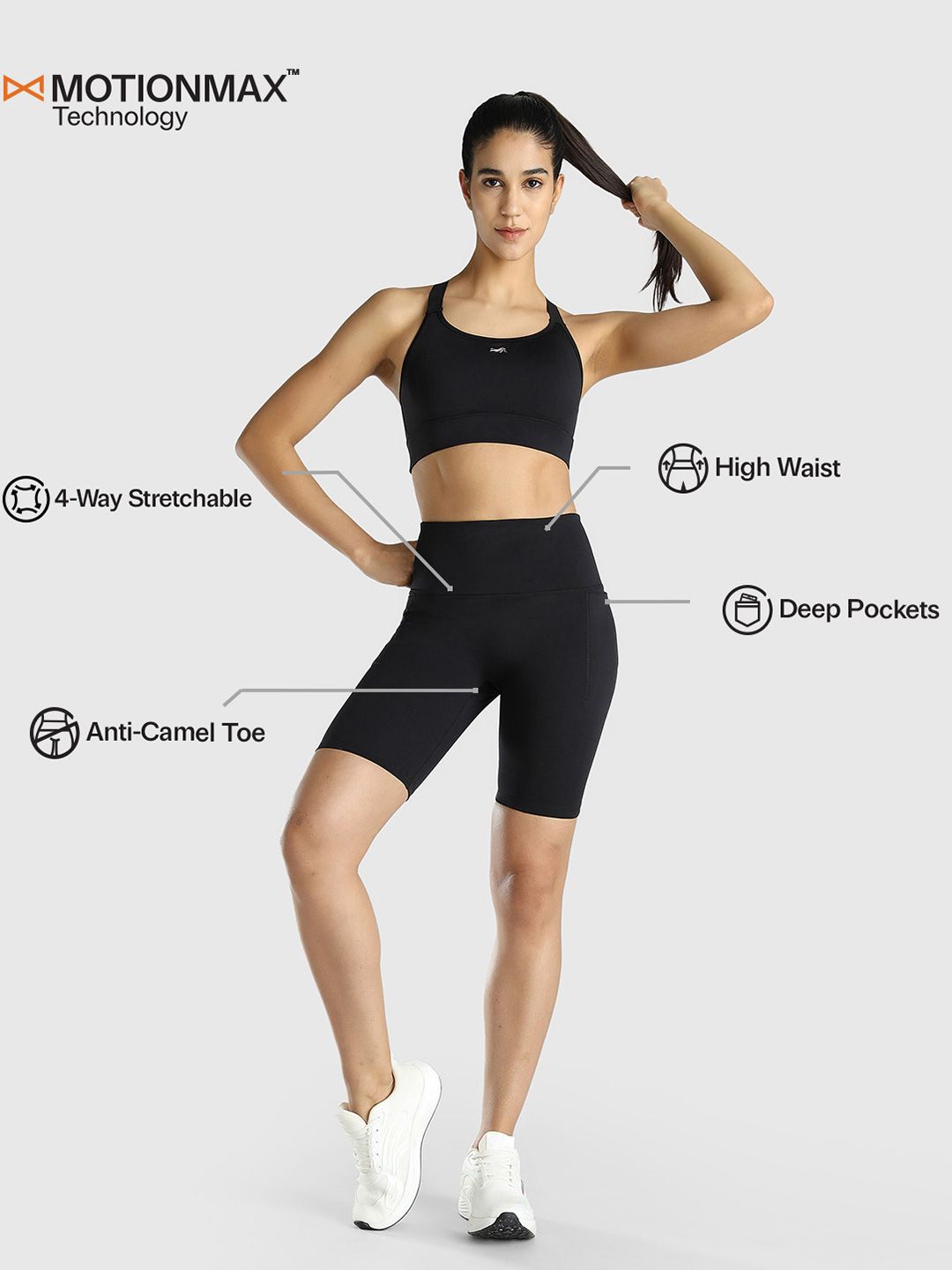 Women Slim Fit High-Rise Cycling Sports Shorts