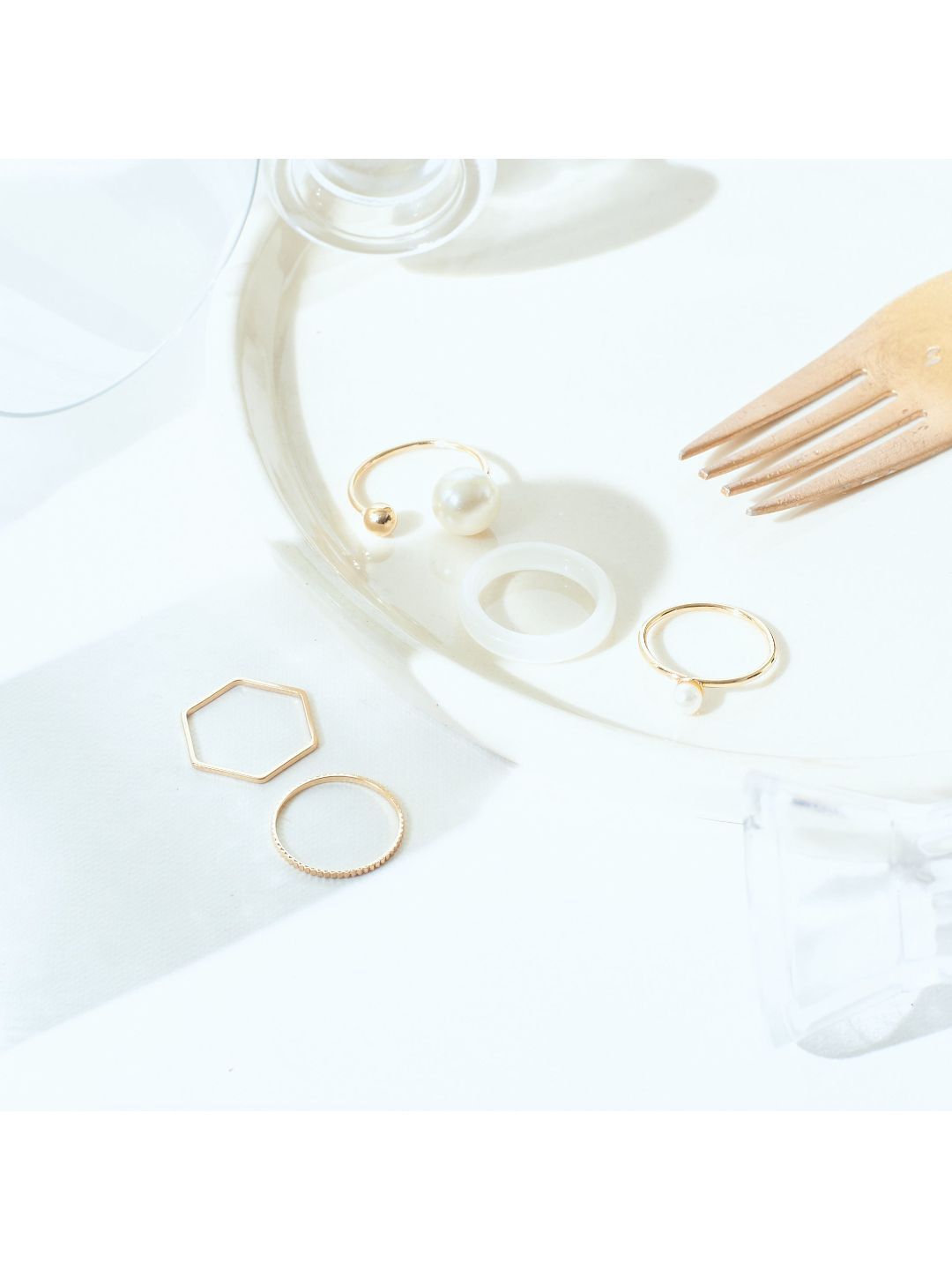 SALTY Set Of 5 Heavenly Stylish Adjustable Finger Ring