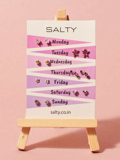 SALTY Set Of 10 Stud & Hoops Earrings