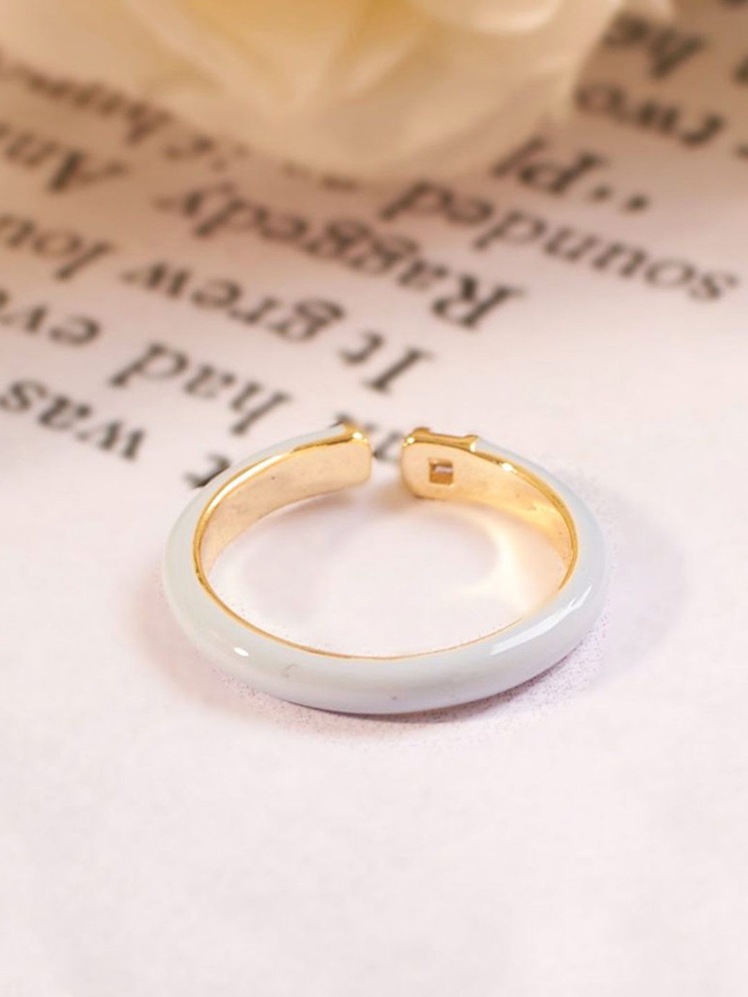 SALTY Gold-Plated & Blue Enamel Crystal Finger Ring