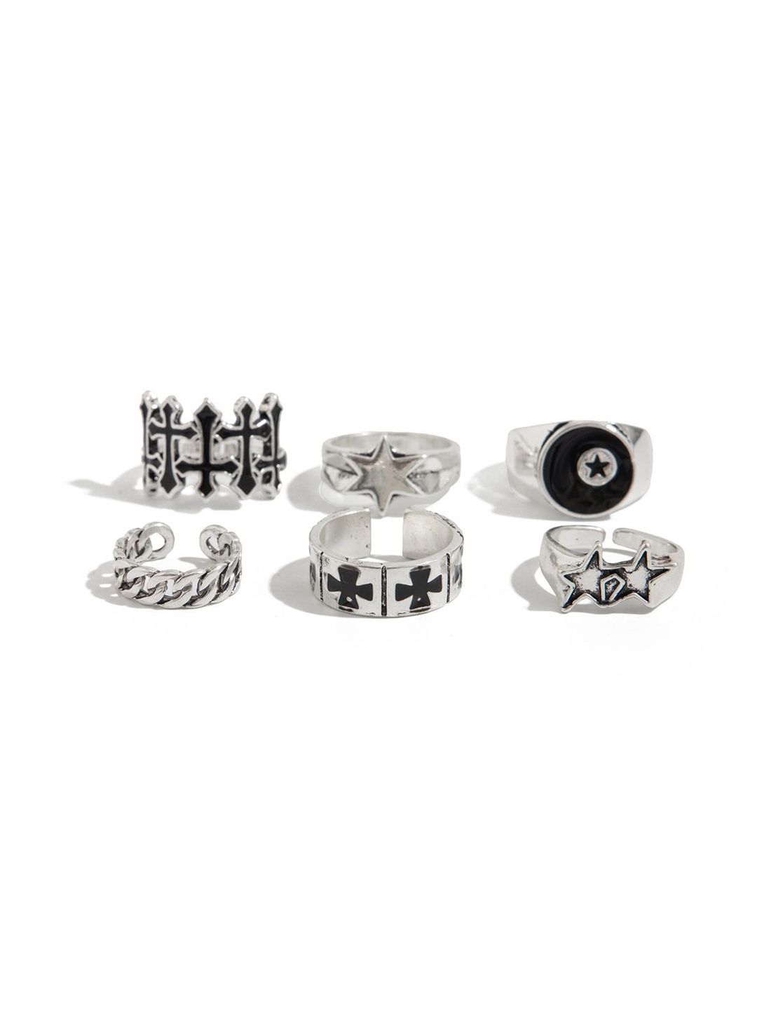 Set of 6 Silver-Plated Finger Ring