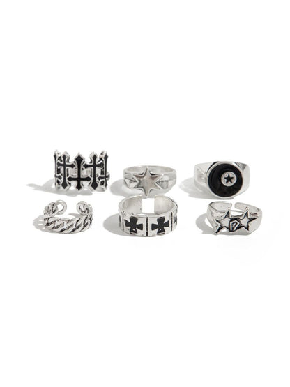 Set of 6 Silver-Plated Finger Ring