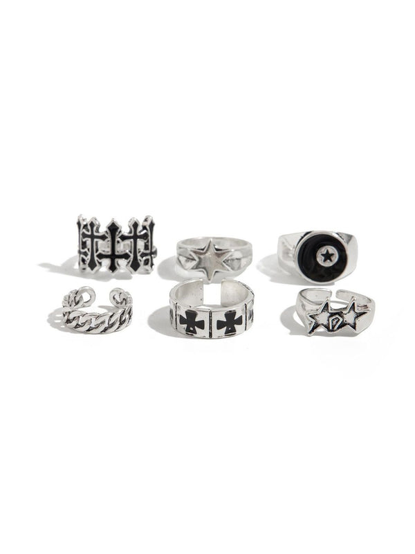 Set of 6 Silver-Plated Finger Ring