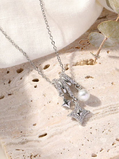SALTY Stainless Steel Artificial Stones and Beads Pendants with Chains