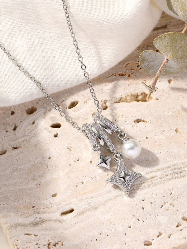 SALTY Stainless Steel Artificial Stones and Beads Pendants with Chains