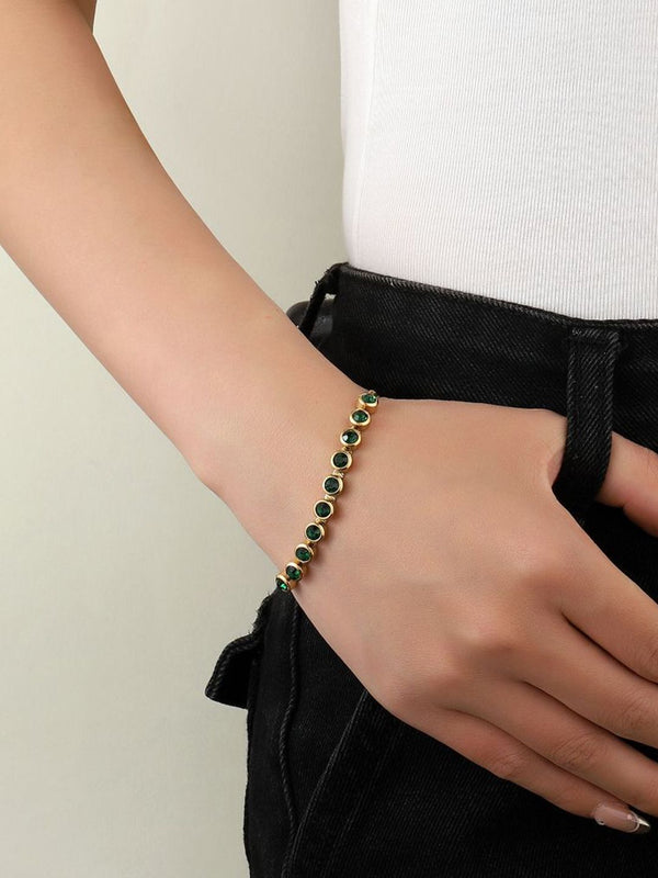 SALTY Stainless Steel Stone-Studded Wraparound Bracelet