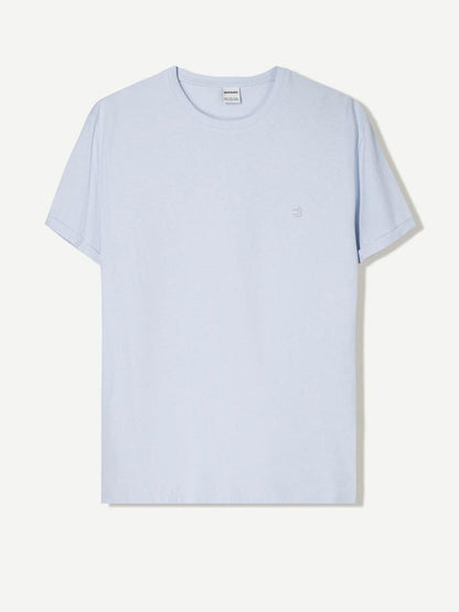 Embroidered short sleeve roll-up T-shirt