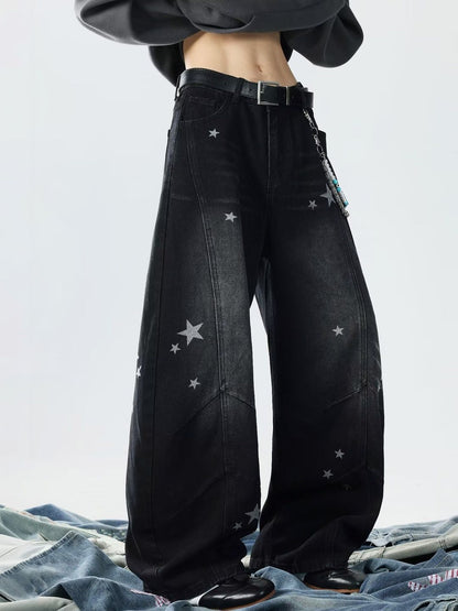 Men Wide Leg Mid-Rise Light Fade Printed Jeans