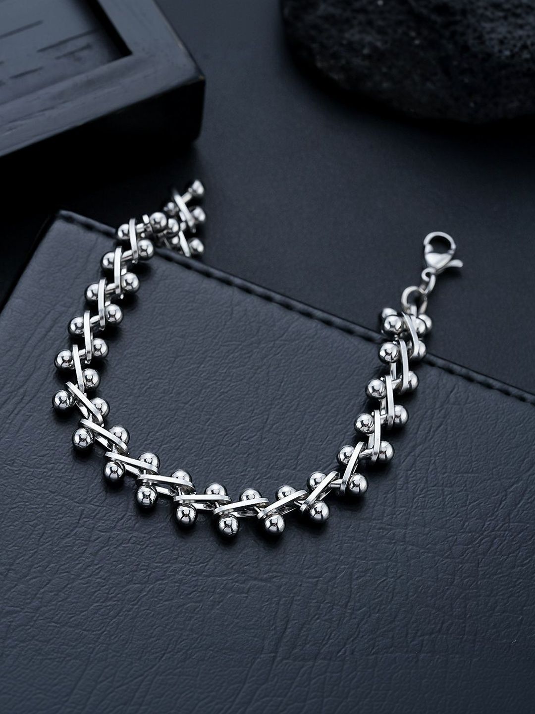 Men Handcrafted Silver-Plated Link Bracelet