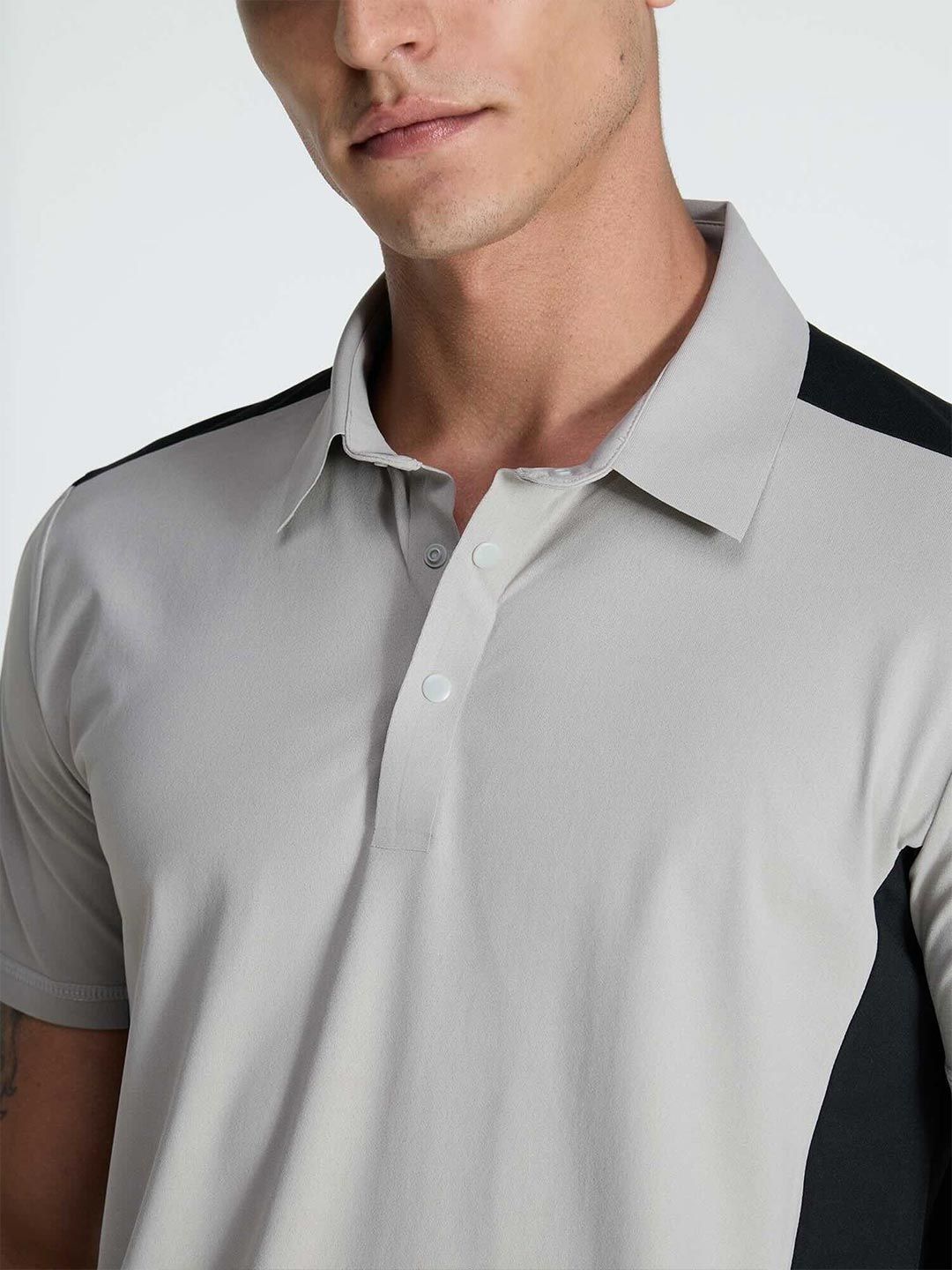 Cement Contrast Bonded Polo T-shirt