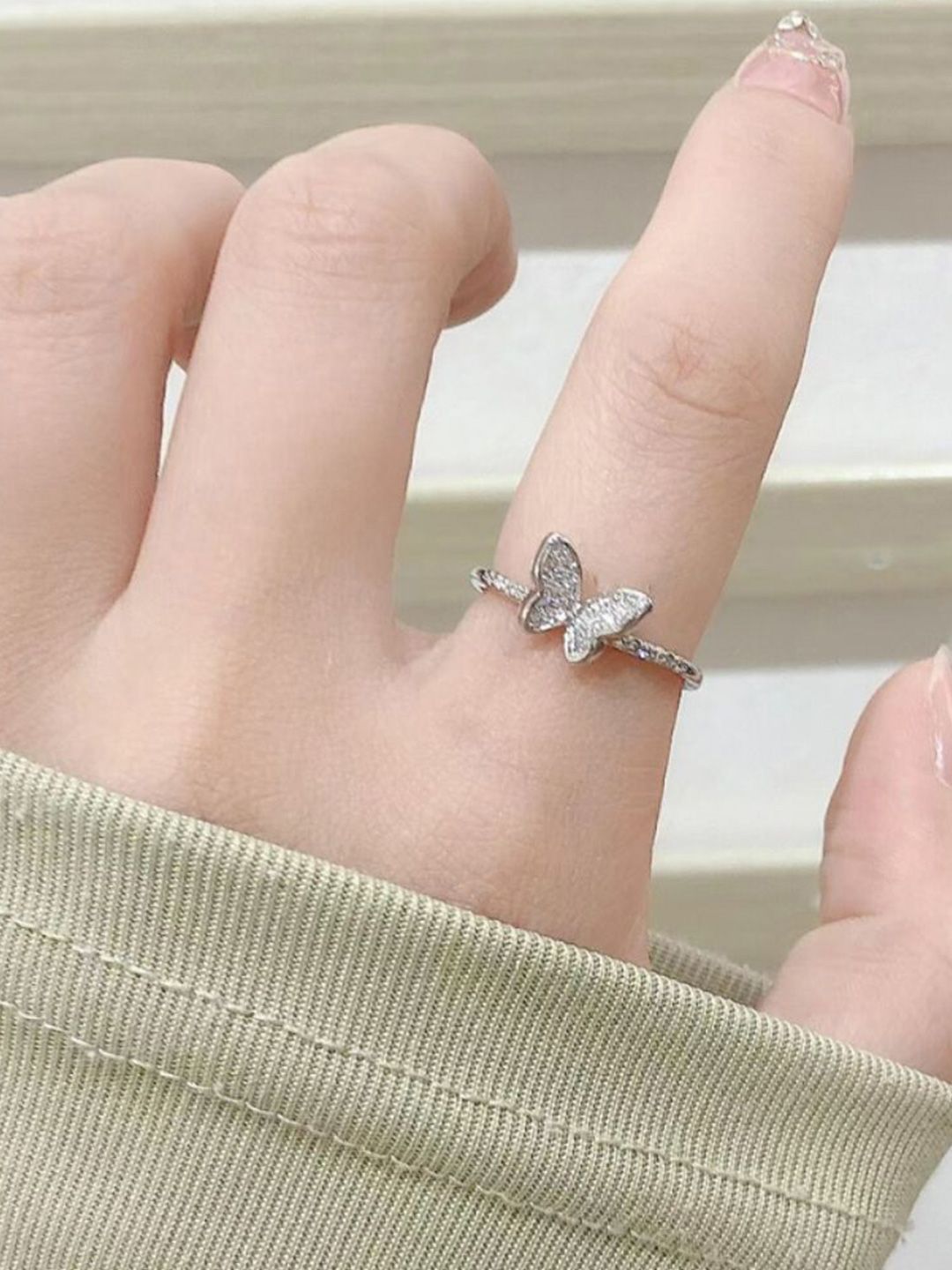 SALTY Pack of 2 Women Hollis Studded Butterfly Silver Ring