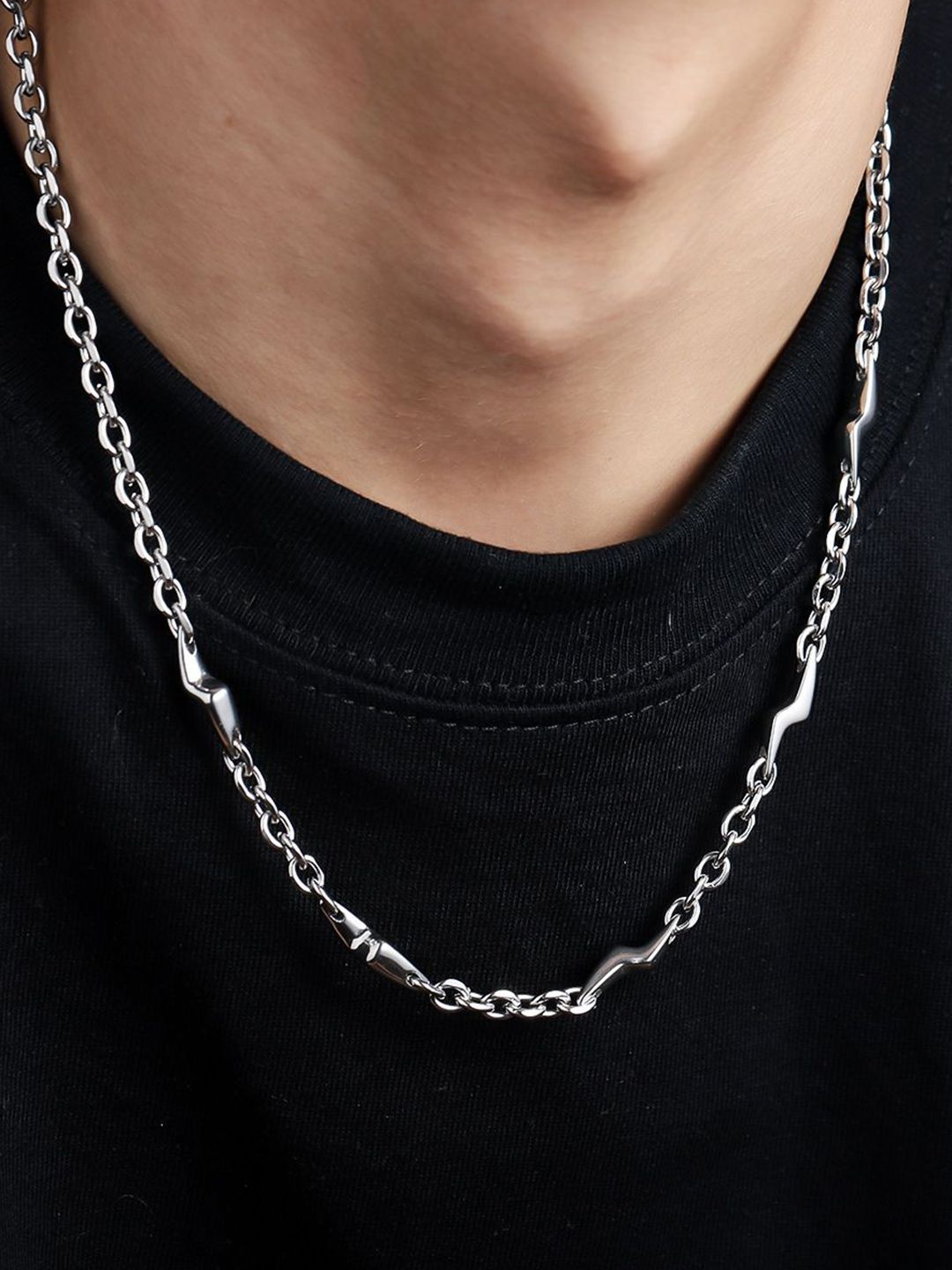 Stainless Steel Silver-Plated Minimal Necklace
