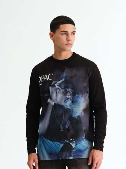 Men Printed Raw Edge T-shirt