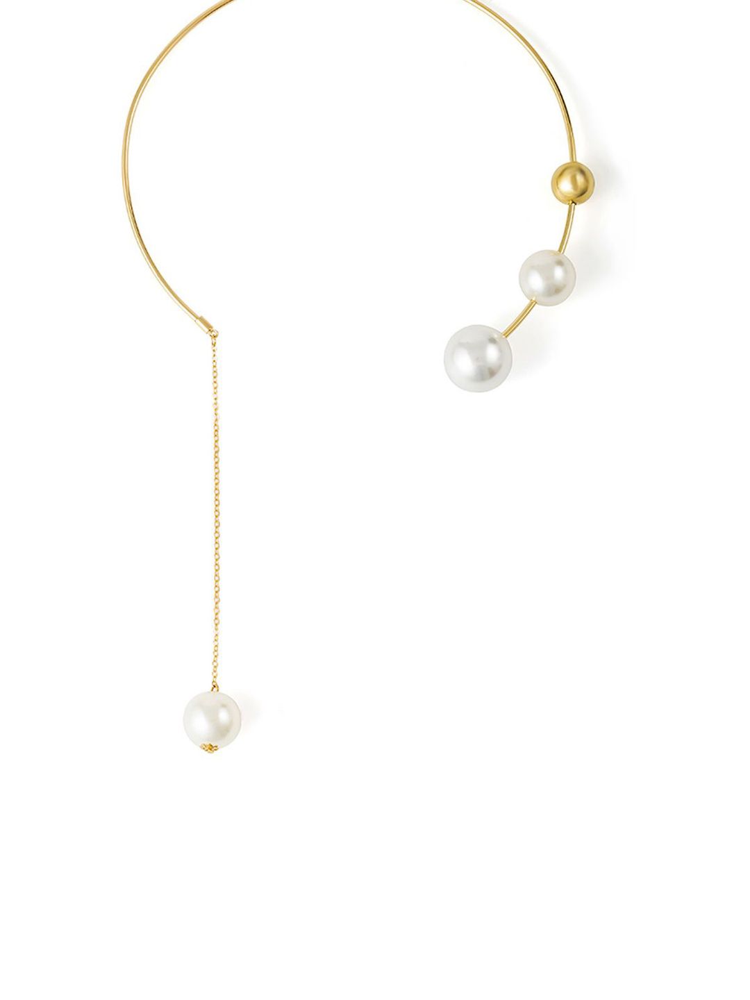 Gold-Plated Beaded Statement Open Necklace