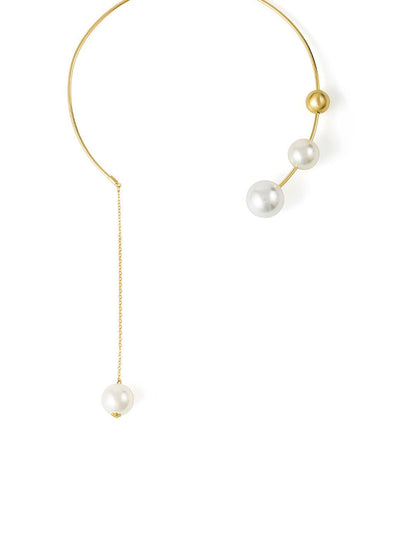 Gold-Plated Beaded Statement Open Necklace