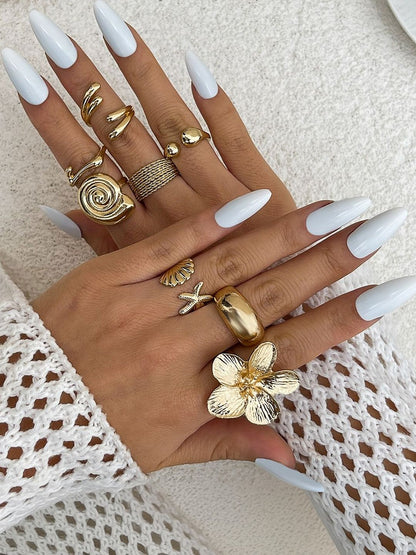 Set of 8 Gold-Plated Finger Ring