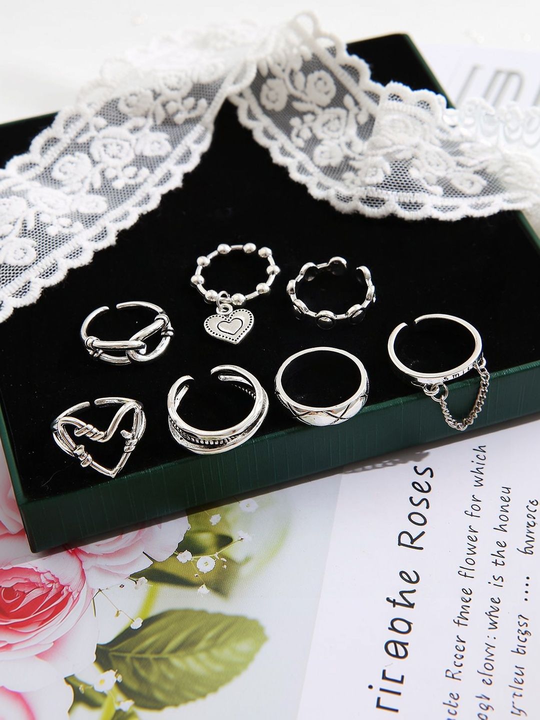 Set of 7 Silver-Plated Finger Rings