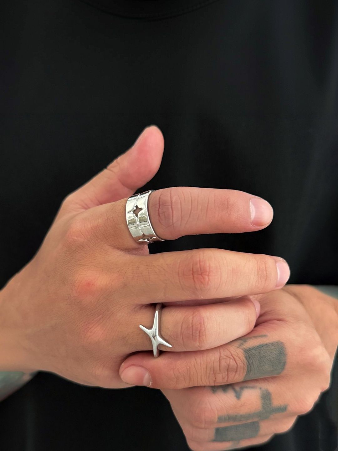Set of 2 Silver-Plated Finger Ring