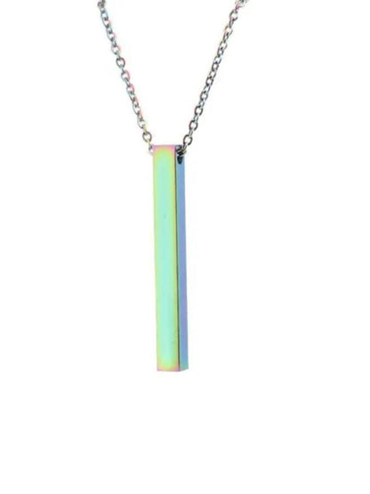 SALTY Men Stainless Steel Rectangle Bar Pendant With Chain