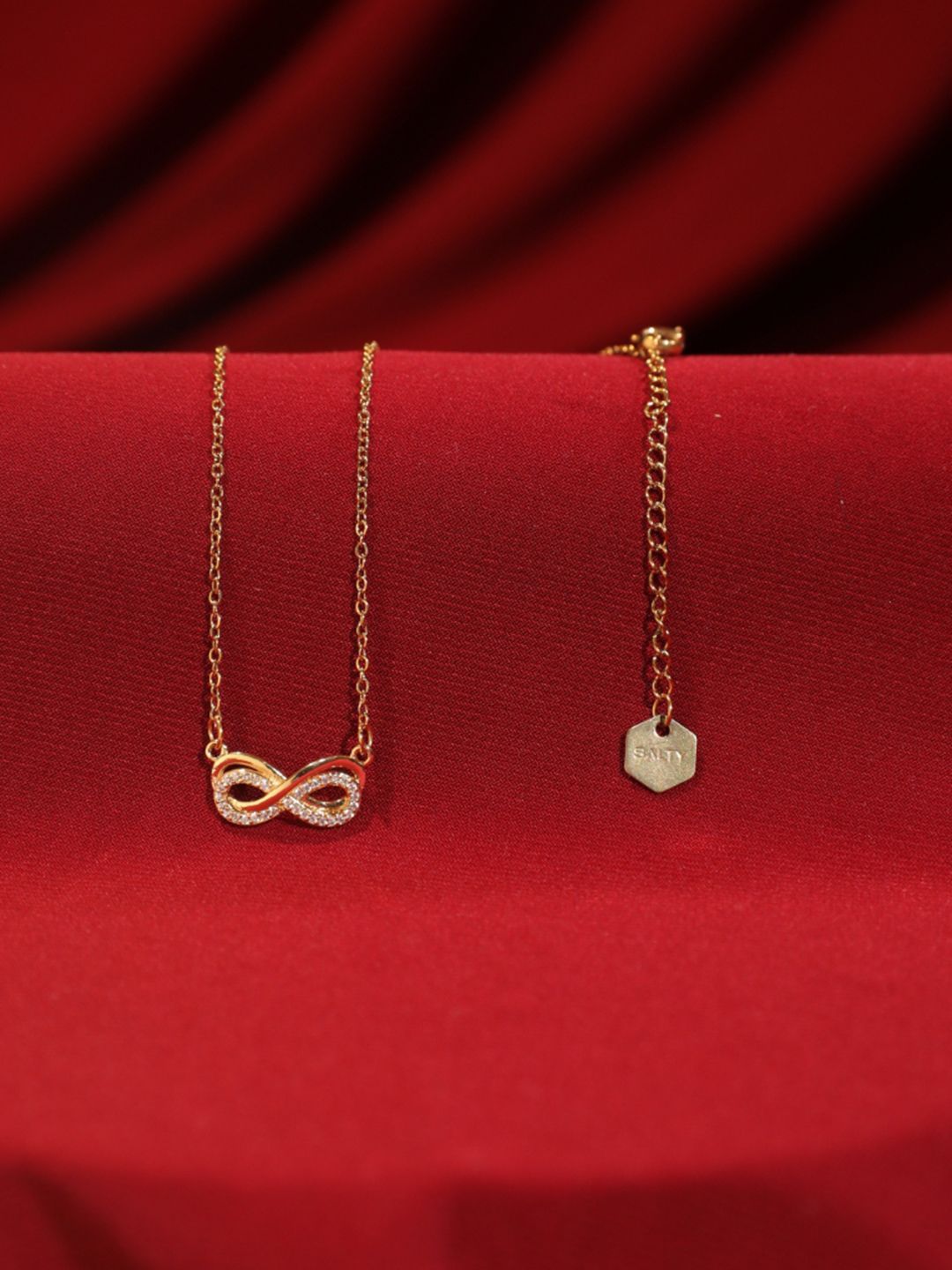 SALTY Endless Infinity Copper Artificial Stone Studded Chain