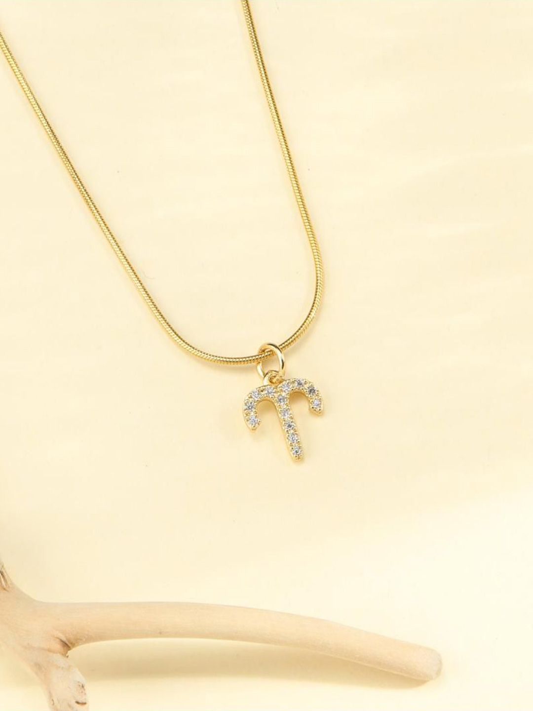 SALTY Cosmic Zodiac Contemporary Artificial Stone Studded Pendant with Chain