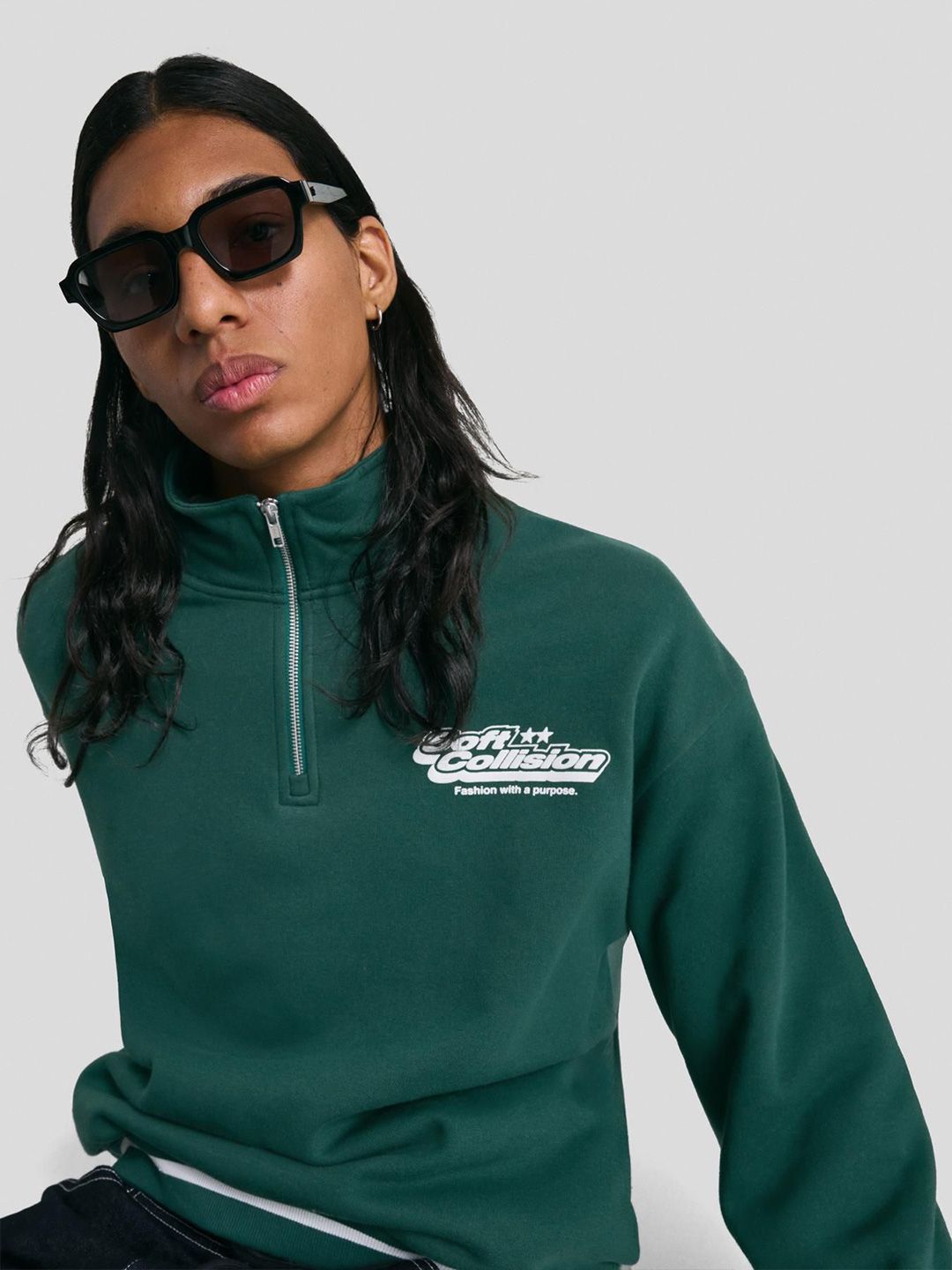 Printed quarter-zip sweatshirt