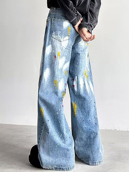 Men Wide Leg Light Fade Jeans