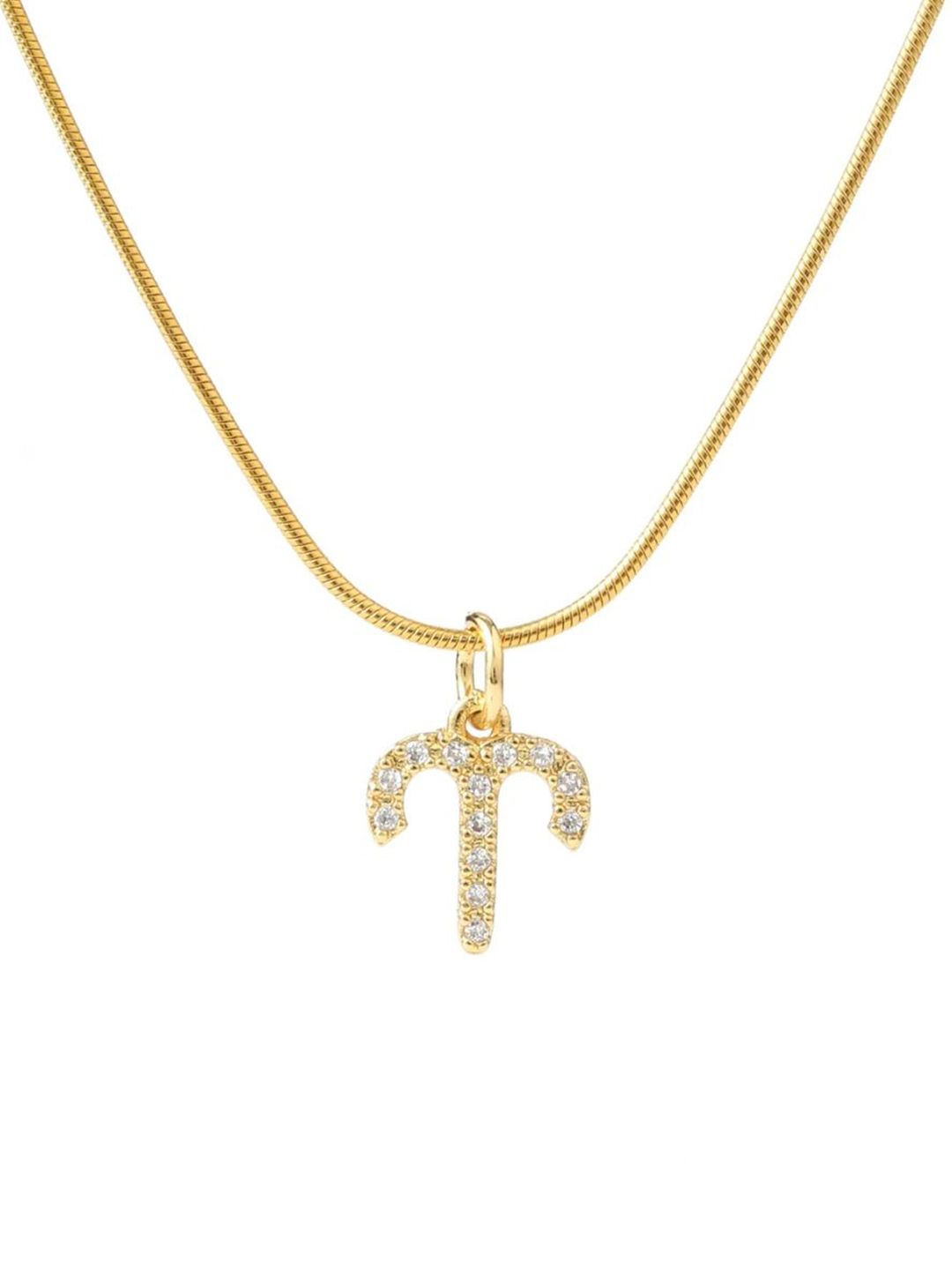 SALTY Set Of 2 Stones-Studded Aries & Aquarius Pendant With Chain